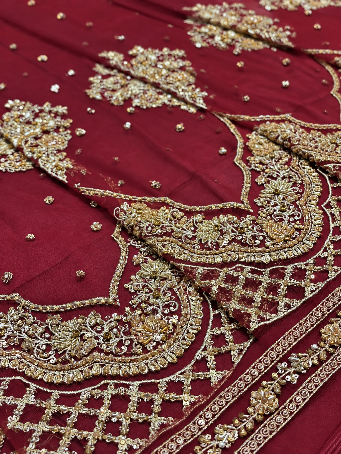 Bazif style angled neckline embroidery detail