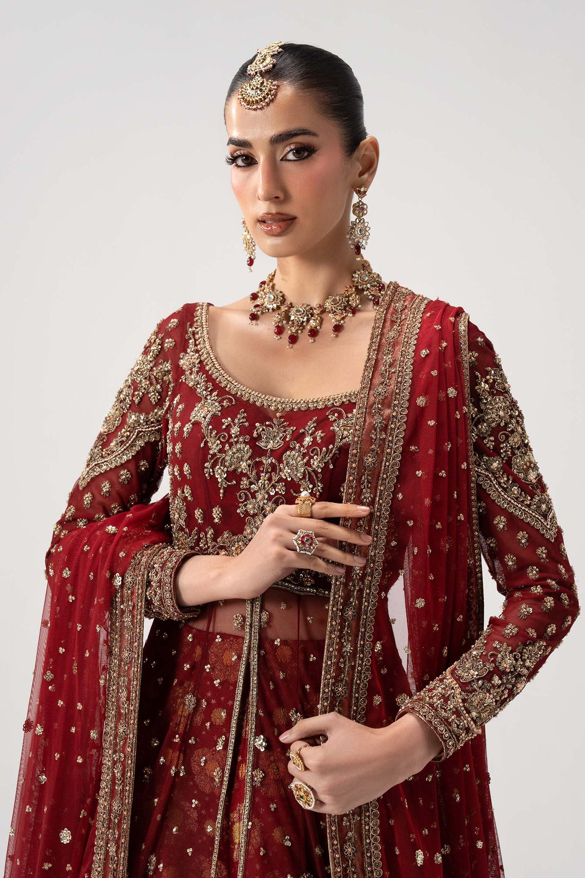 Maria B Bazif style embroidered bodice detail