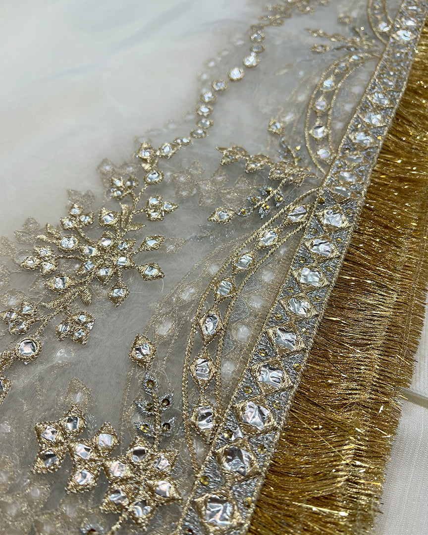 Maya Ivory Pishwas style design reference — dupatta border