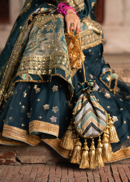 Mohsin Naveed Ranjha Ivory & Teal Gharara reference image 3