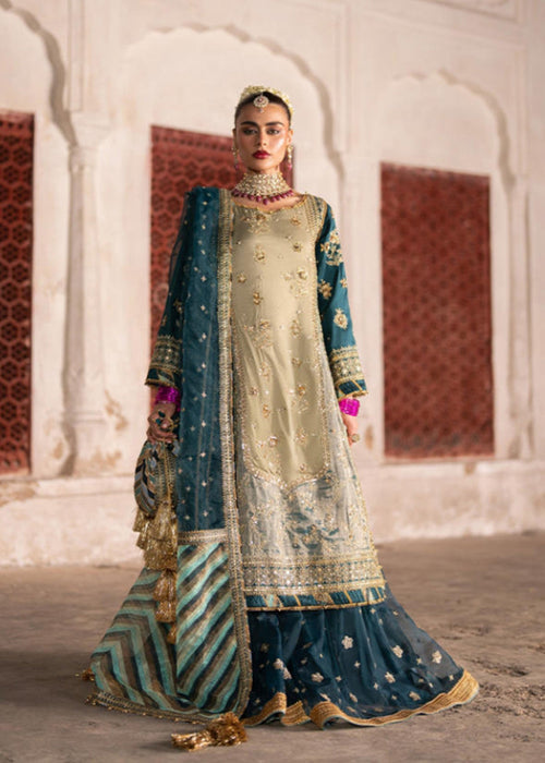 Mohsin Naveed Ranjha Ivory & Teal Gharara reference image 1