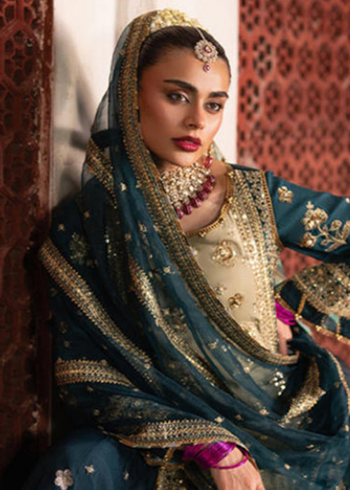 Mohsin Naveed Ranjha Ivory & Teal Gharara reference image 5