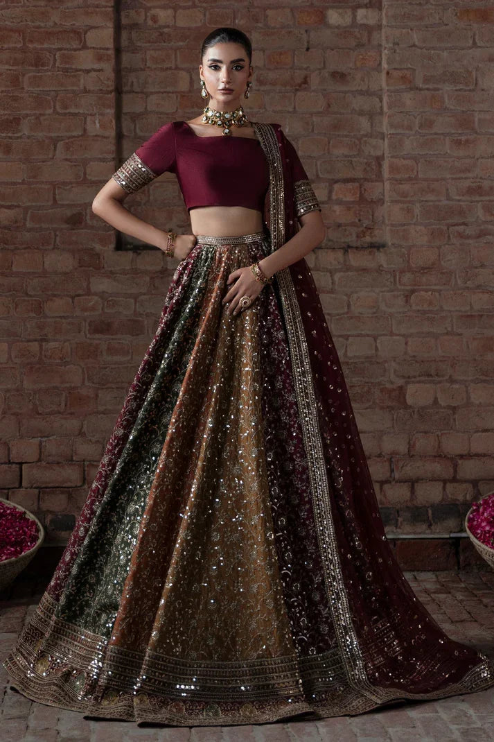 Mina Kashif SHB1103 multicolour 16-kali bridal maxi front view
