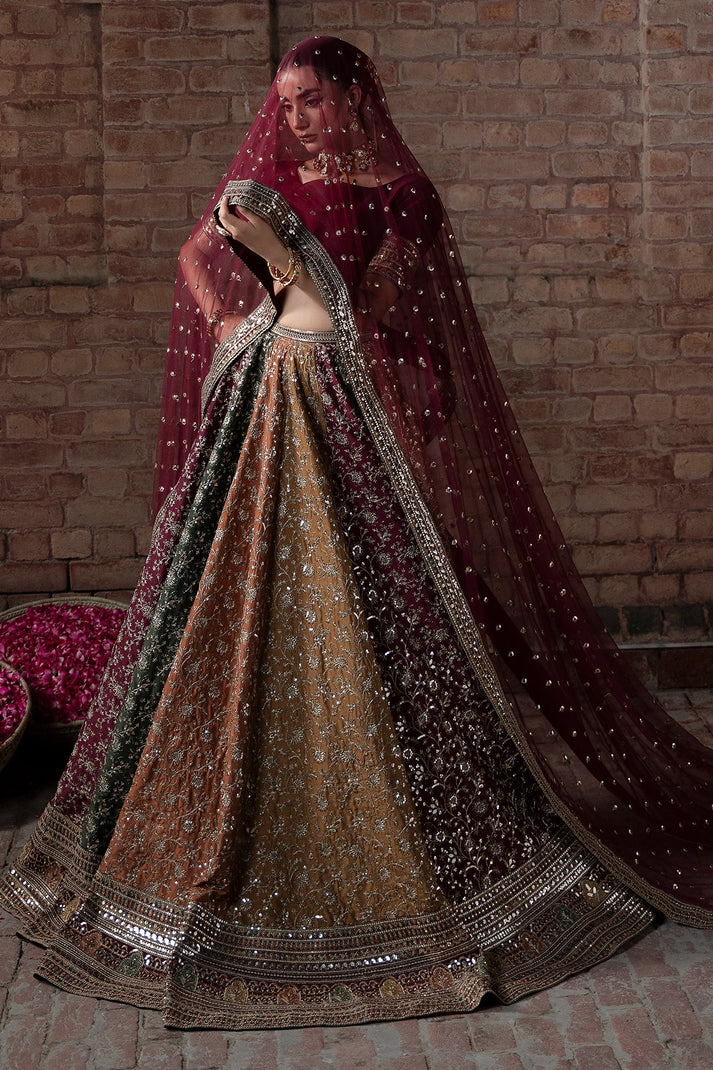 Mina Kashif SHB1103 multicolour 16-kali bridal maxi with dupatta