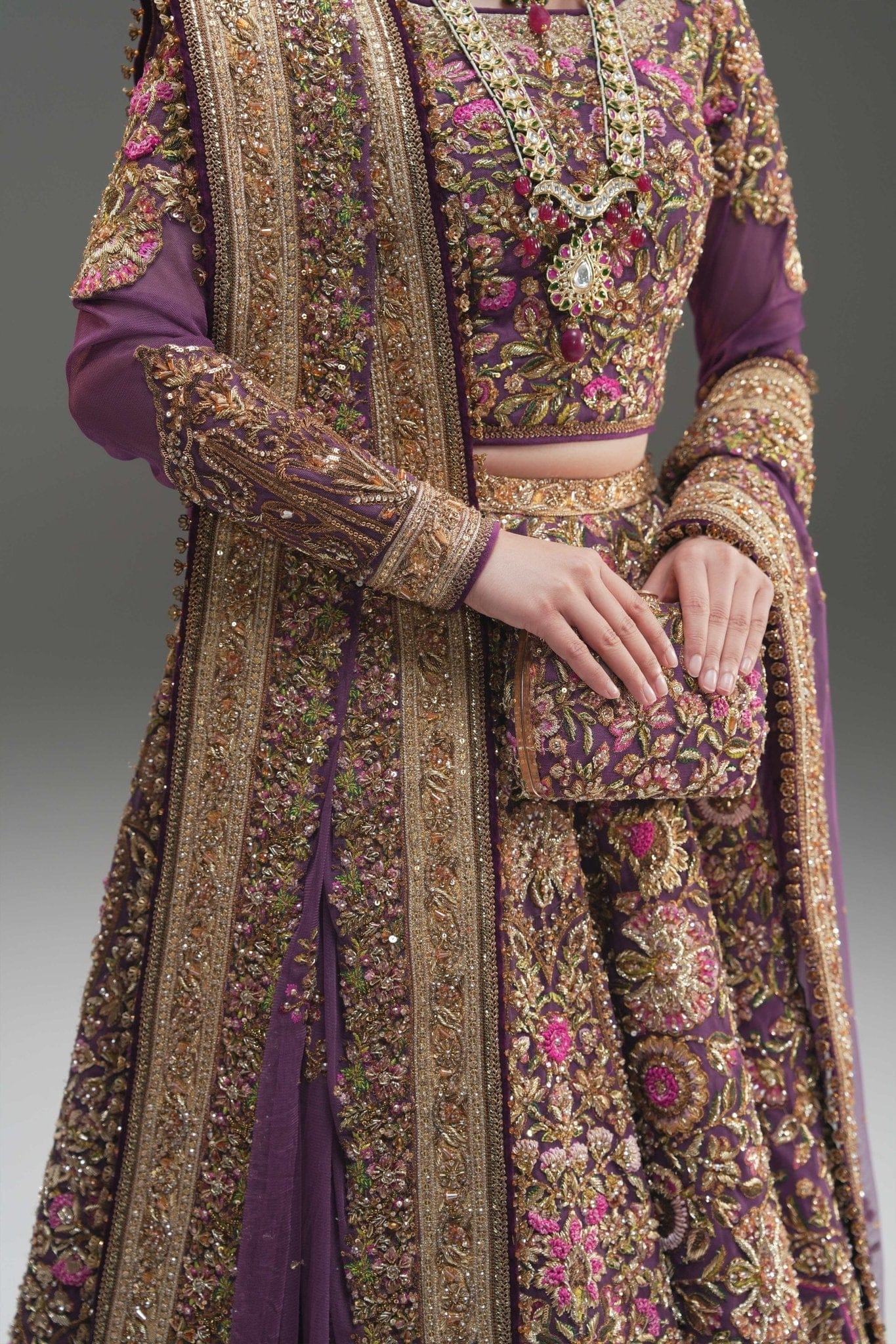 Fahad Hussayn Mirbail style — Mairaz wine lehenga choli reference, view 7 of 9