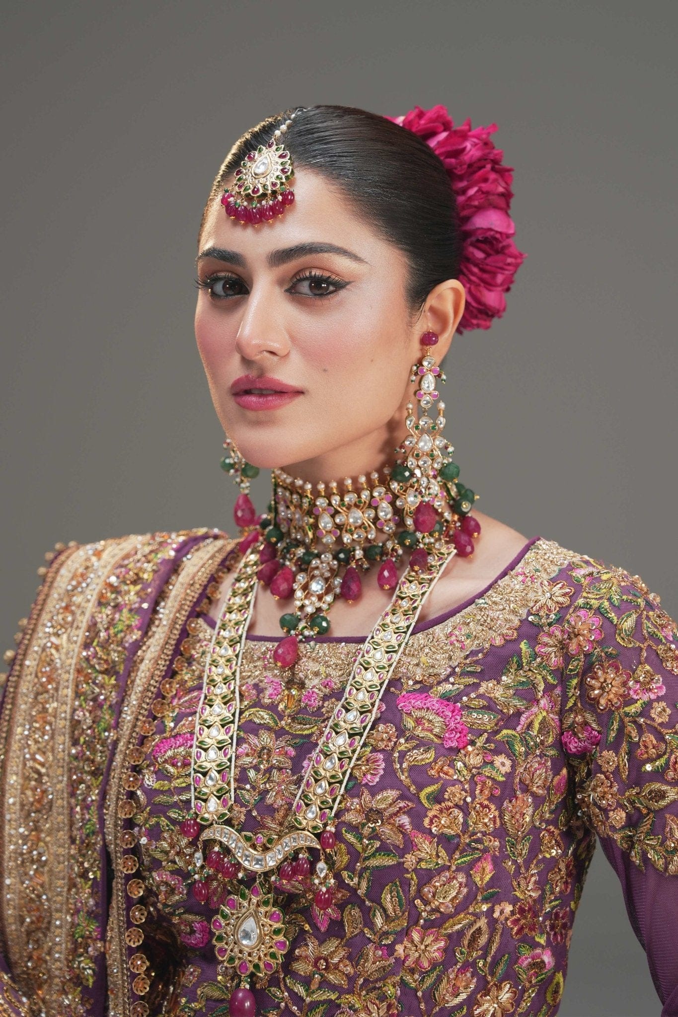 Fahad Hussayn Mirbail style — Mairaz wine lehenga choli reference, view 6 of 9