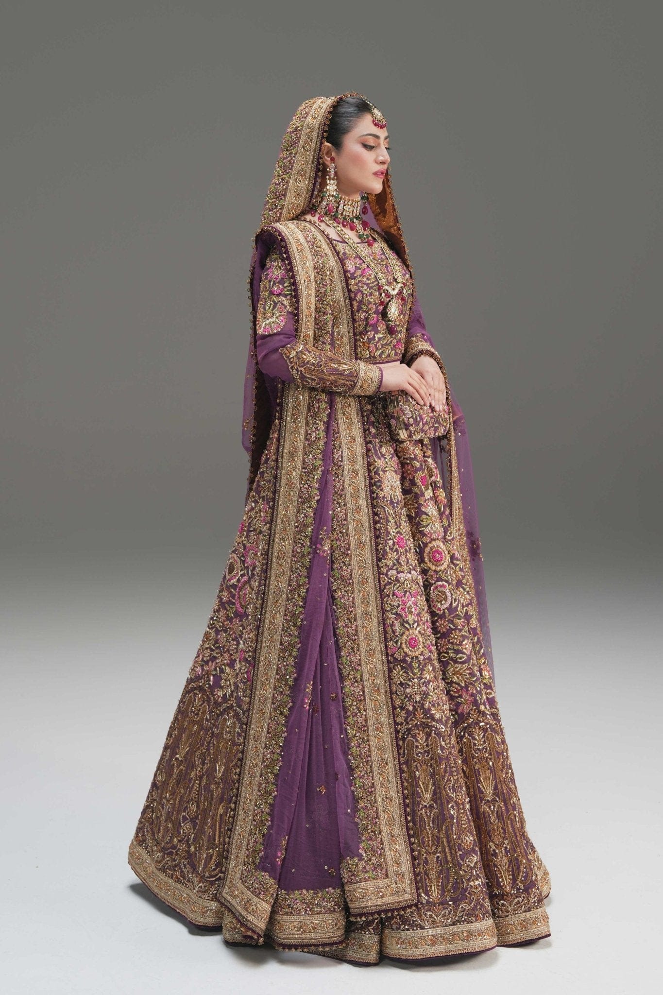 Fahad Hussayn Mirbail style — Mairaz wine lehenga choli reference, view 5 of 9