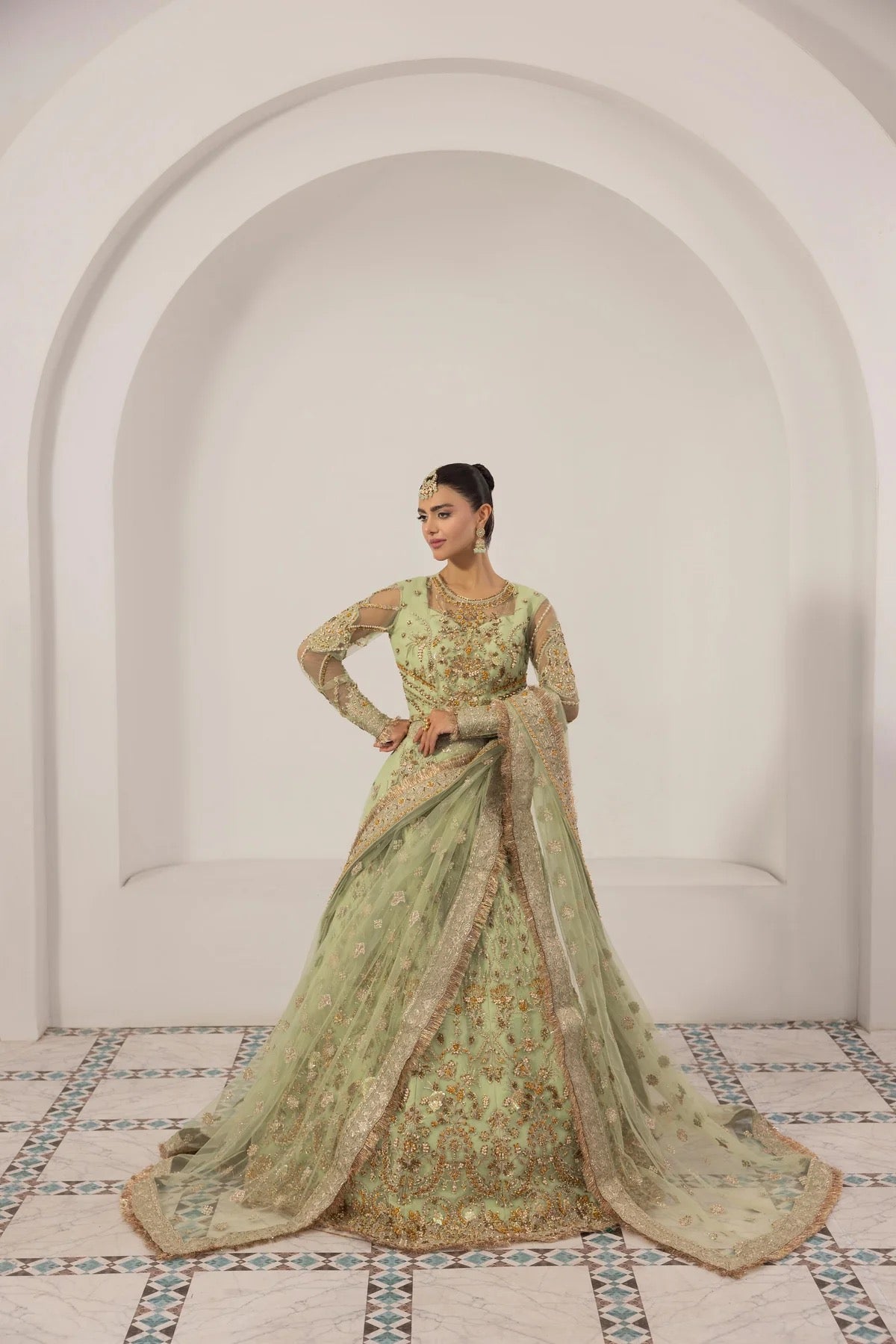 Pistaara, made by MAIRAZ — skirt and dupatta, design reference