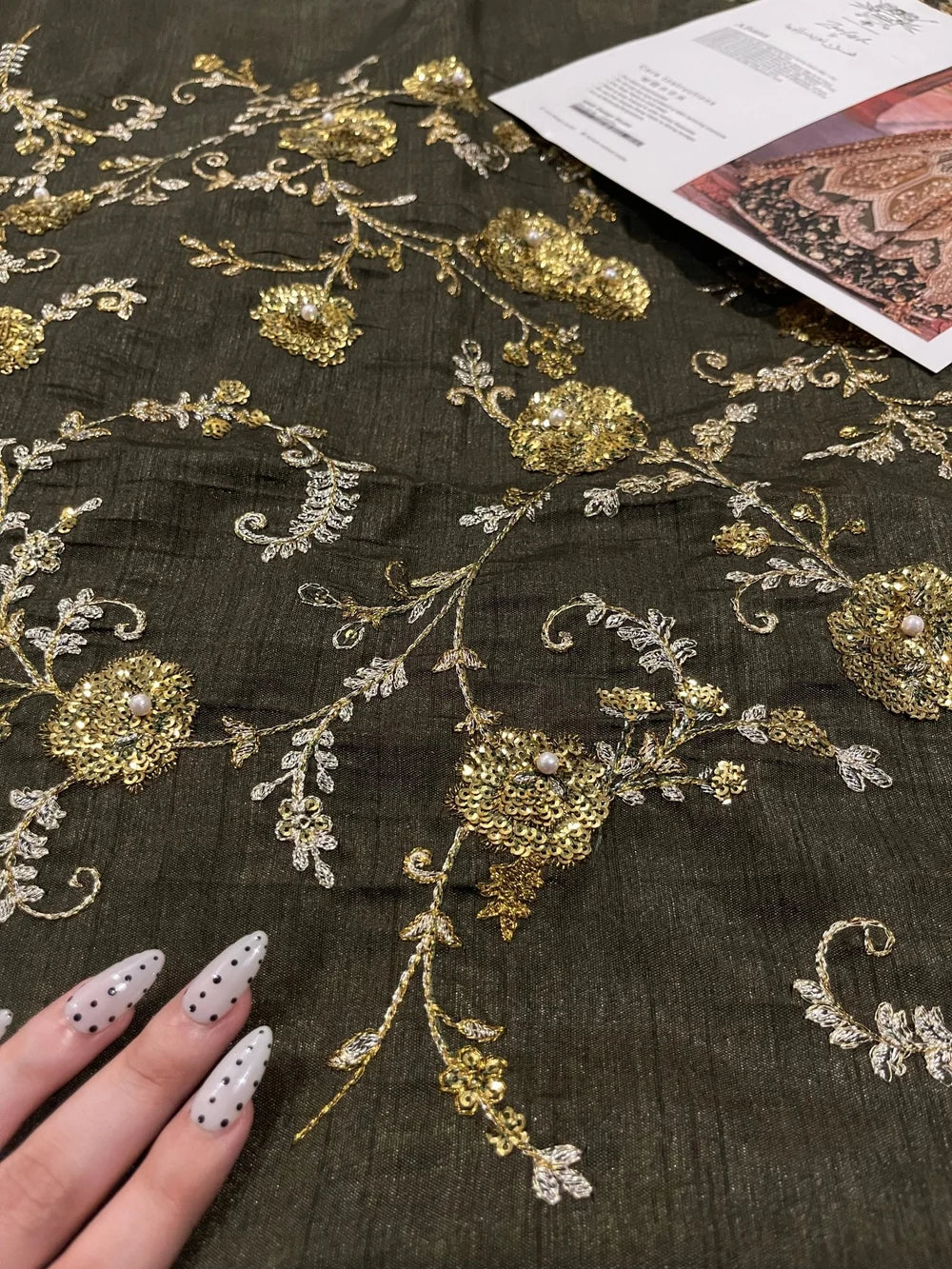Mohsin Naveed Ranjha – Afsana Style, silver floral embroidery close-up