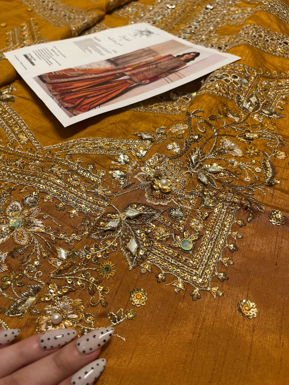 Mohsin Naveed Ranjha – Ranjish Style, embroidered panel with design reference card