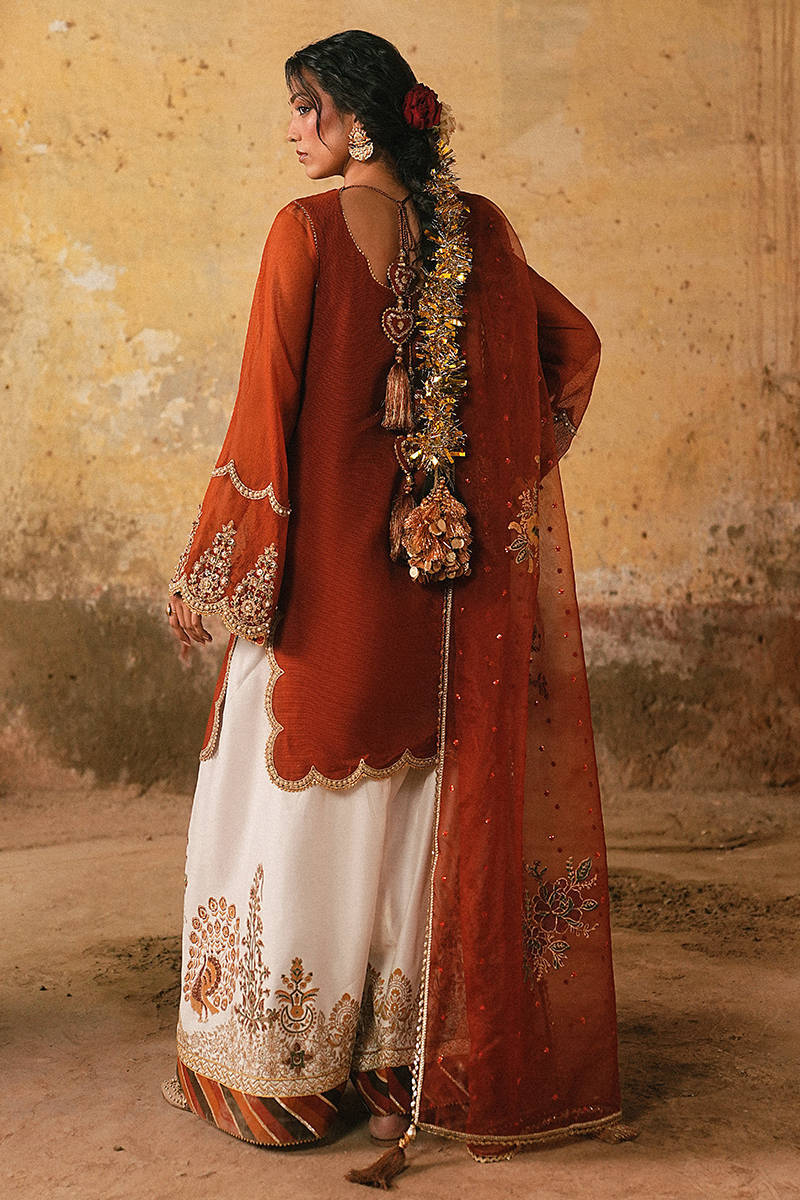 Mohsin Naveed Ranjha Shabnam-e-Bahar rust-orange — back, design reference