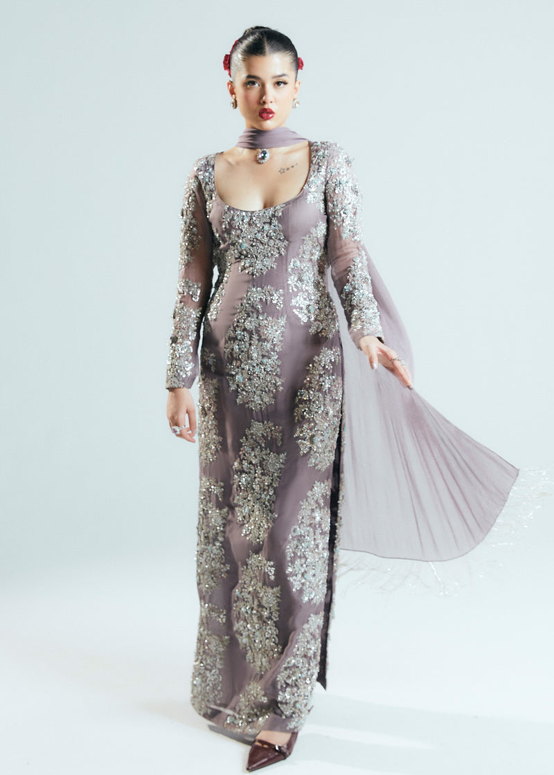 Hussain Rehar Mystic Style — Mairaz Old Lavender Three-Piece Suit