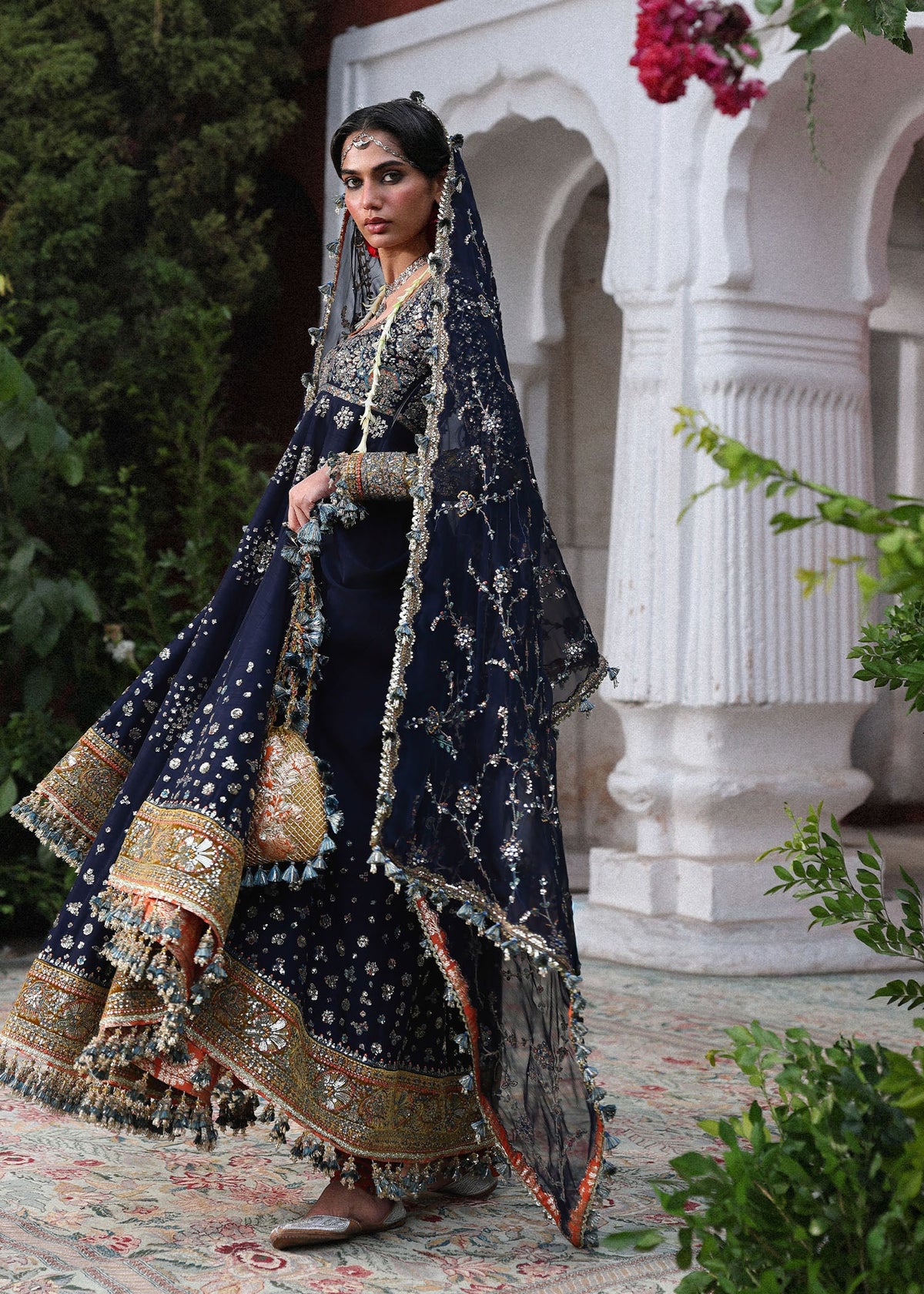 Hussain Rehar Nain Tara style navy embroidered anarkali – product view 5