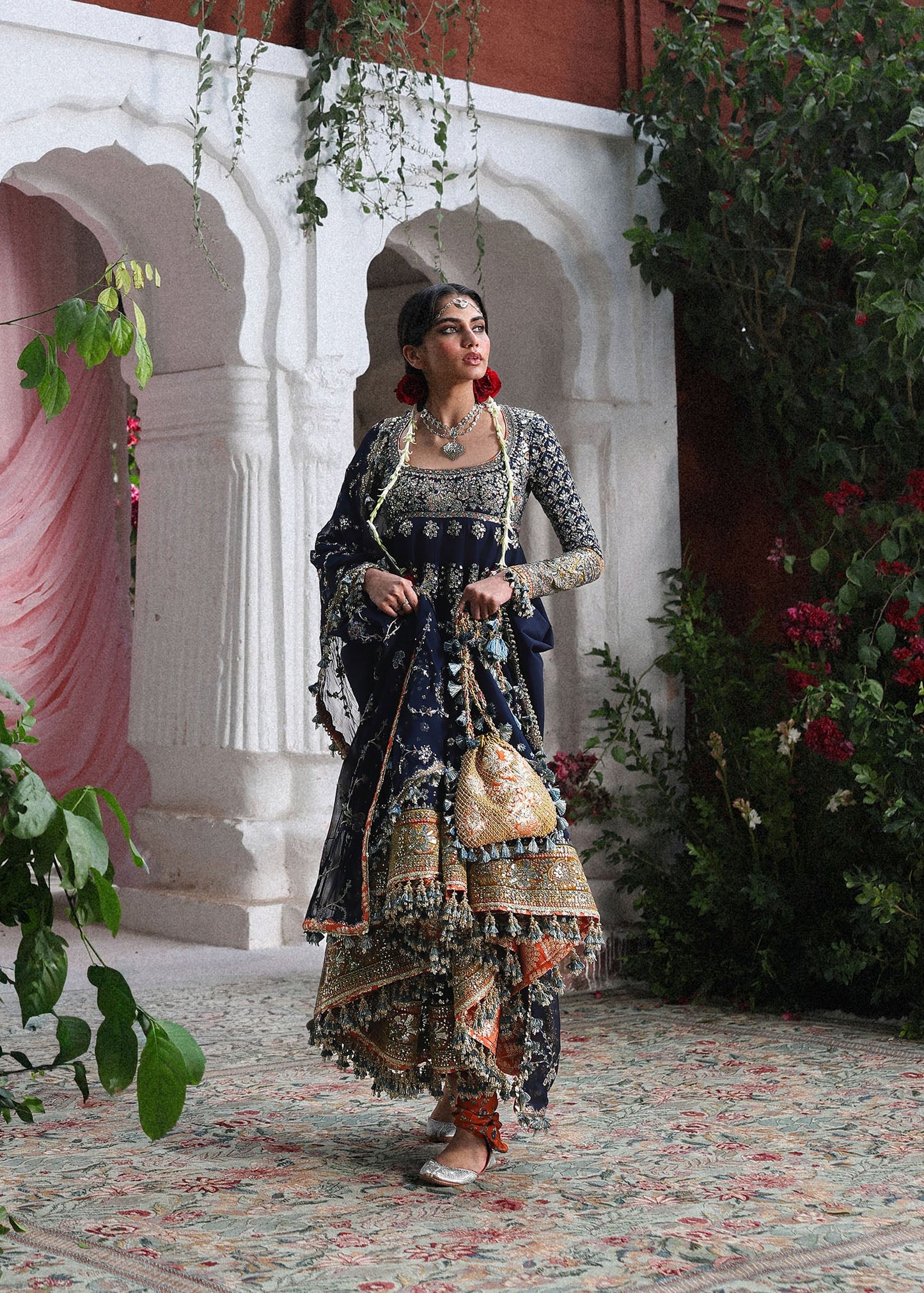 Hussain Rehar Nain Tara style navy embroidered anarkali – product view 7
