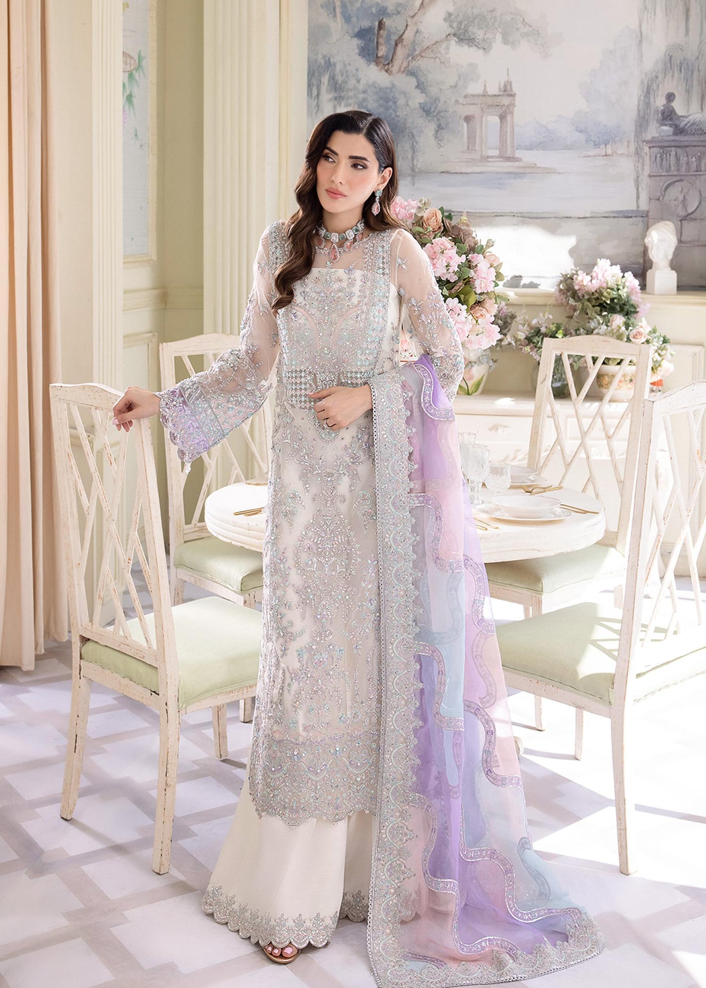 Kanwal Malik Lumina Style — Mairaz White Three-Piece Suit