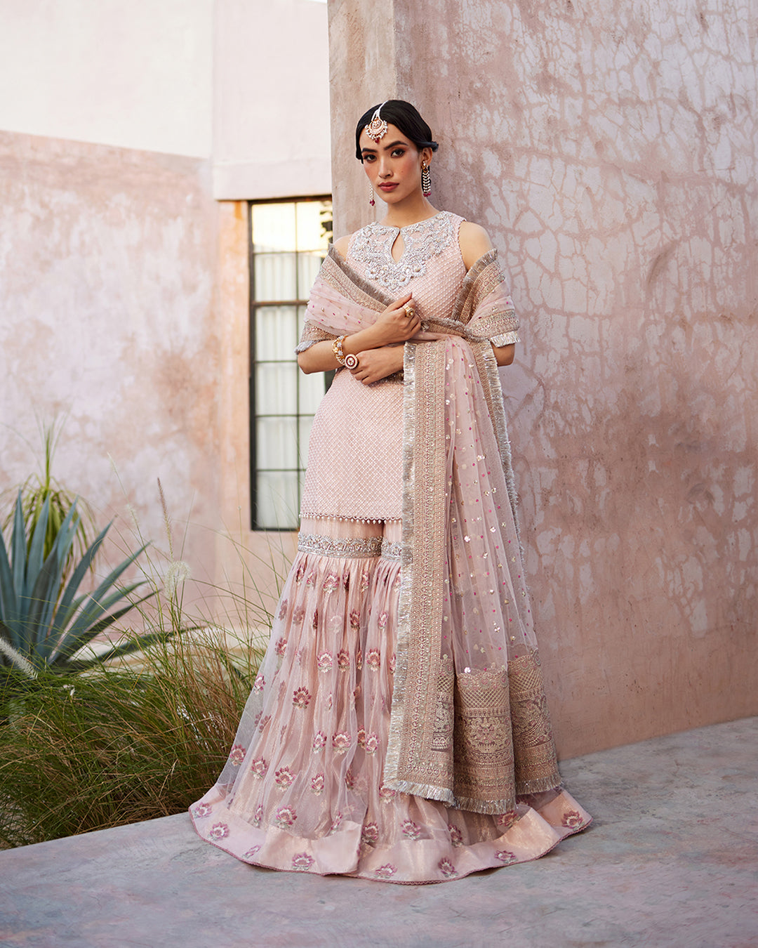 Faiza Saqlain Eilees Style — Mairaz Powder Pink Gharara