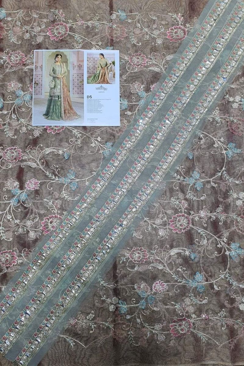 Maria B BD-2205 Style — Mairaz Pistachio & Salmon Pink Gharara