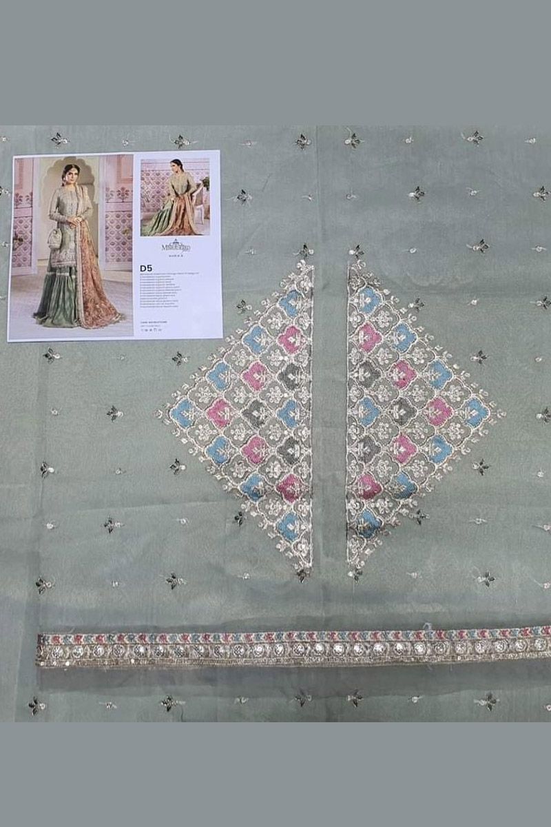 Maria B BD-2205 Style — Mairaz Pistachio & Salmon Pink Gharara