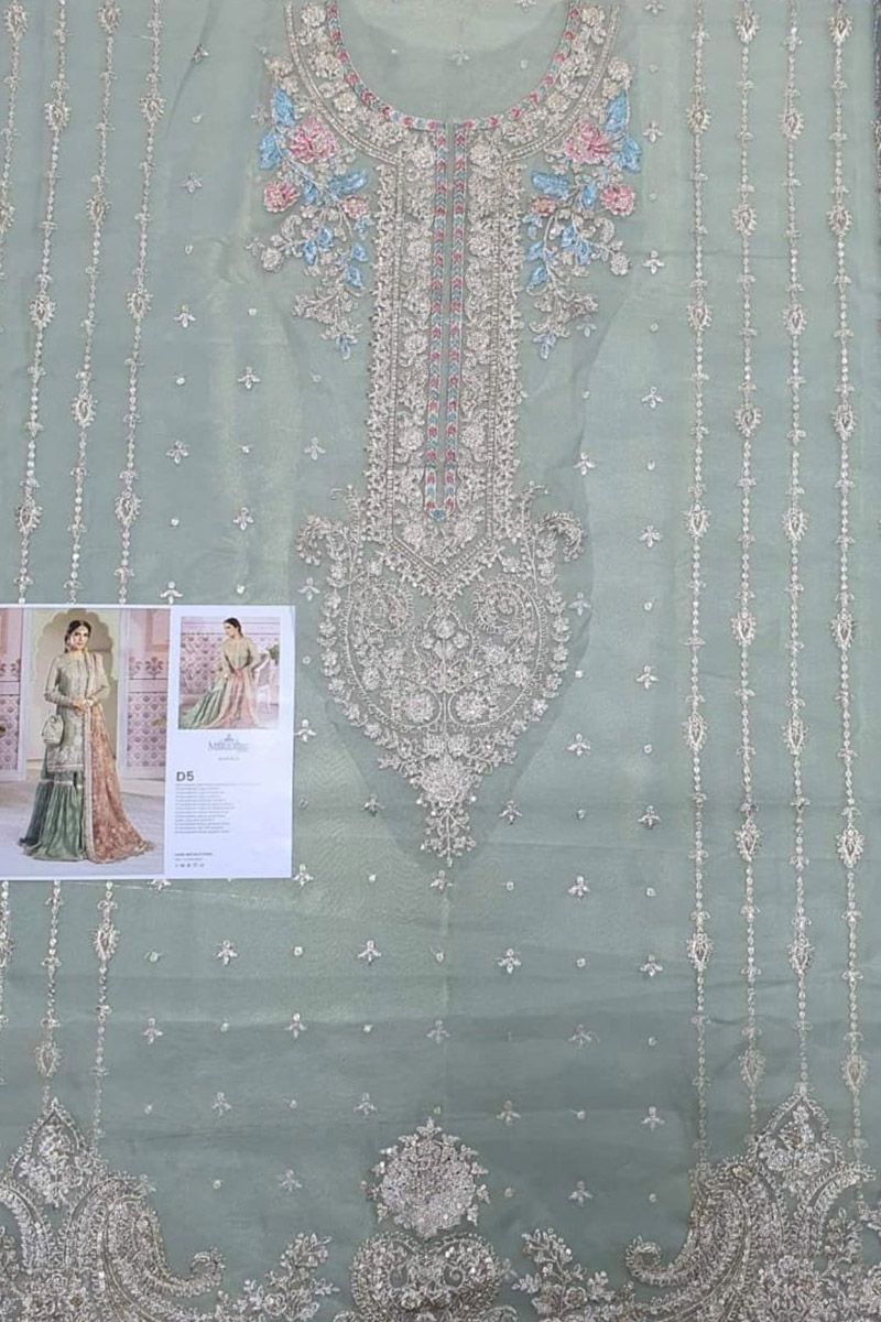 Maria B BD-2205 Style — Mairaz Pistachio & Salmon Pink Gharara
