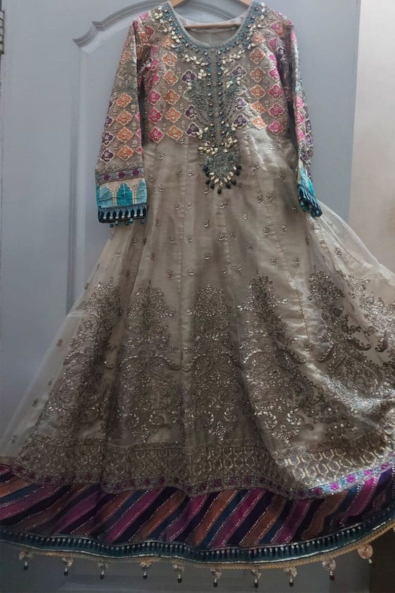 Maria B BD-2002 Style — Mairaz Bronze Embellished Frock