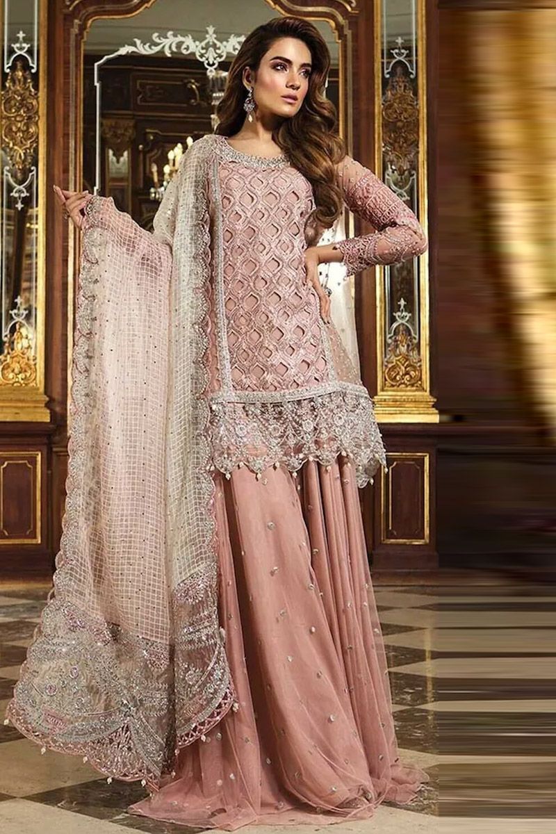 Maria B BD-1506 Style — Mairaz Glittery Pink Sharara
