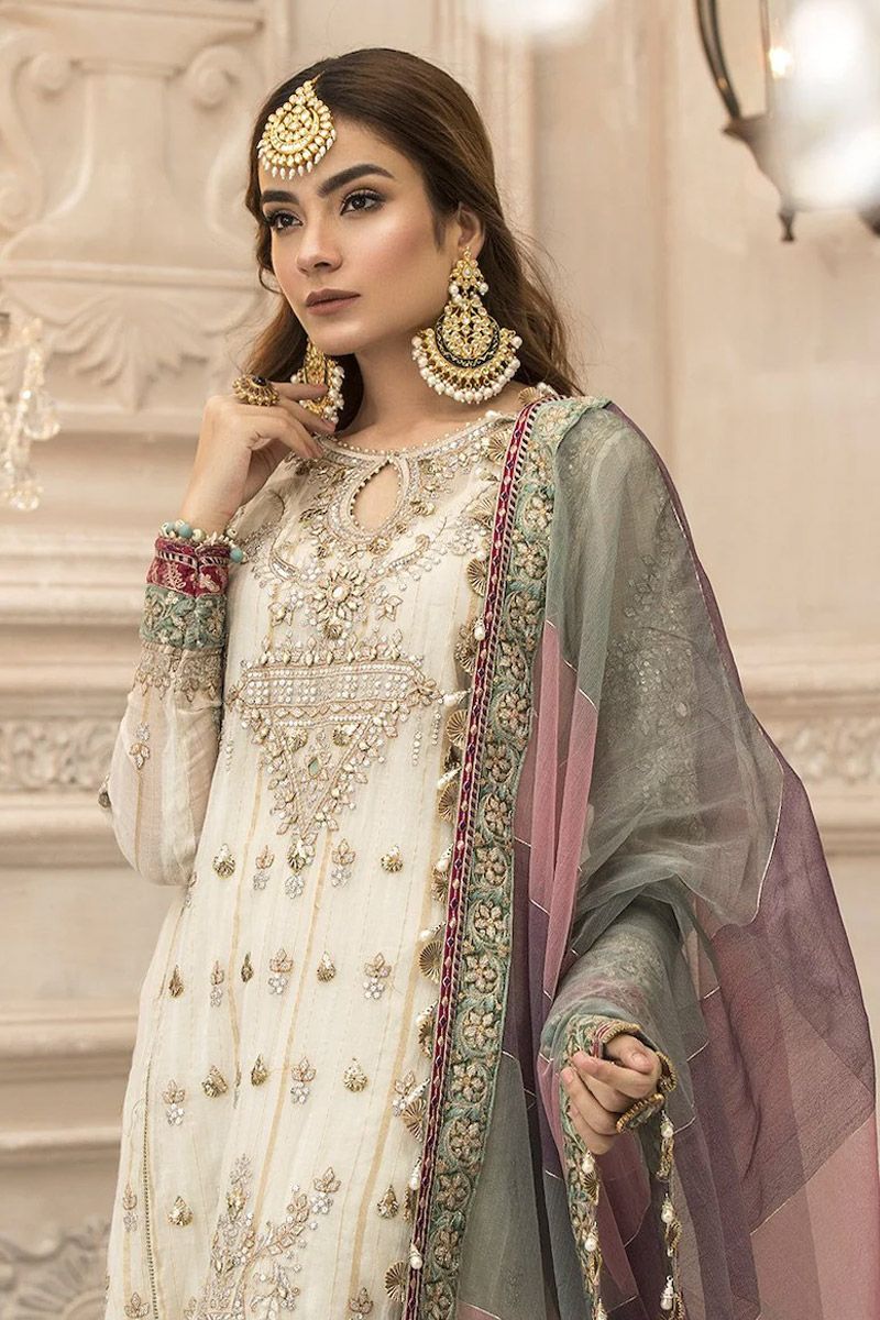 Maria B BD-2201 Style — Mairaz White Chooridar Suit
