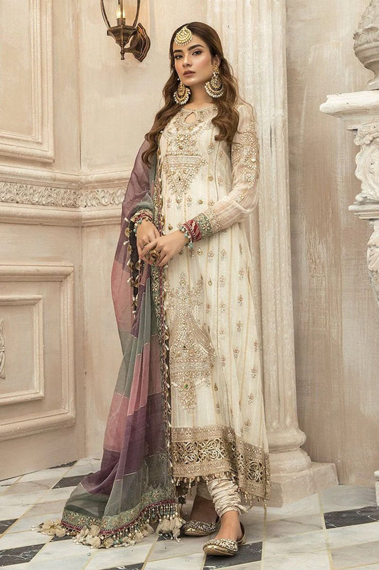 Maria B BD-2201 Style — Mairaz White Chooridar Suit