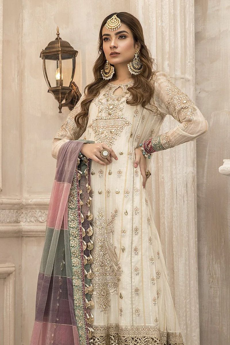 Maria B BD-2201 Style — Mairaz White Chooridar Suit