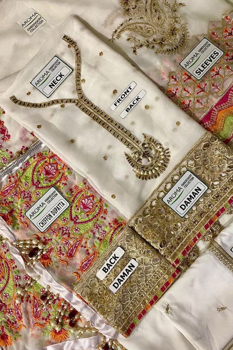 Maria B Rang-e-Bhara Style — Mairaz White Chiffon Gharara