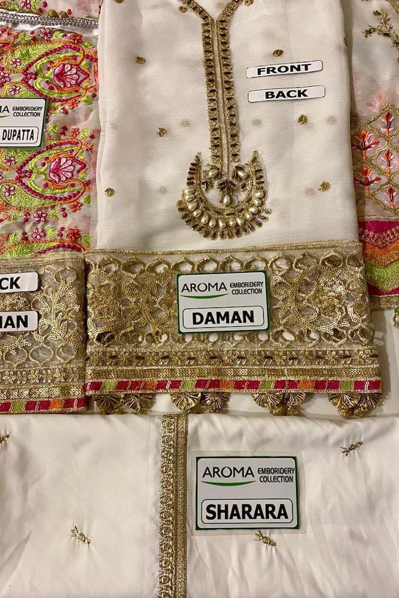 Maria B Rang-e-Bhara Style — Mairaz White Chiffon Gharara