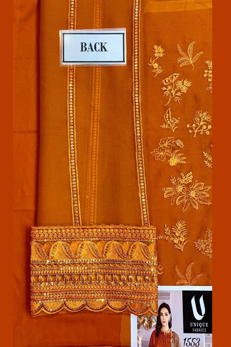 Jazmin Crystal Sugar Style — Mairaz Orange Chiffon Suit