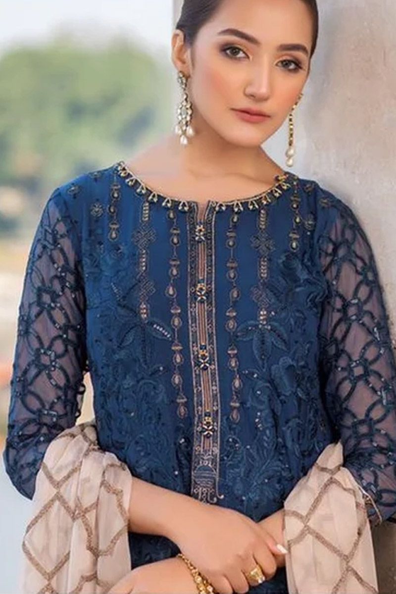 Flossie 1606 Style — Mairaz Blue Chiffon Gharara