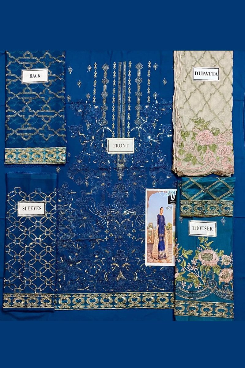 Flossie 1606 Style — Mairaz Blue Chiffon Gharara
