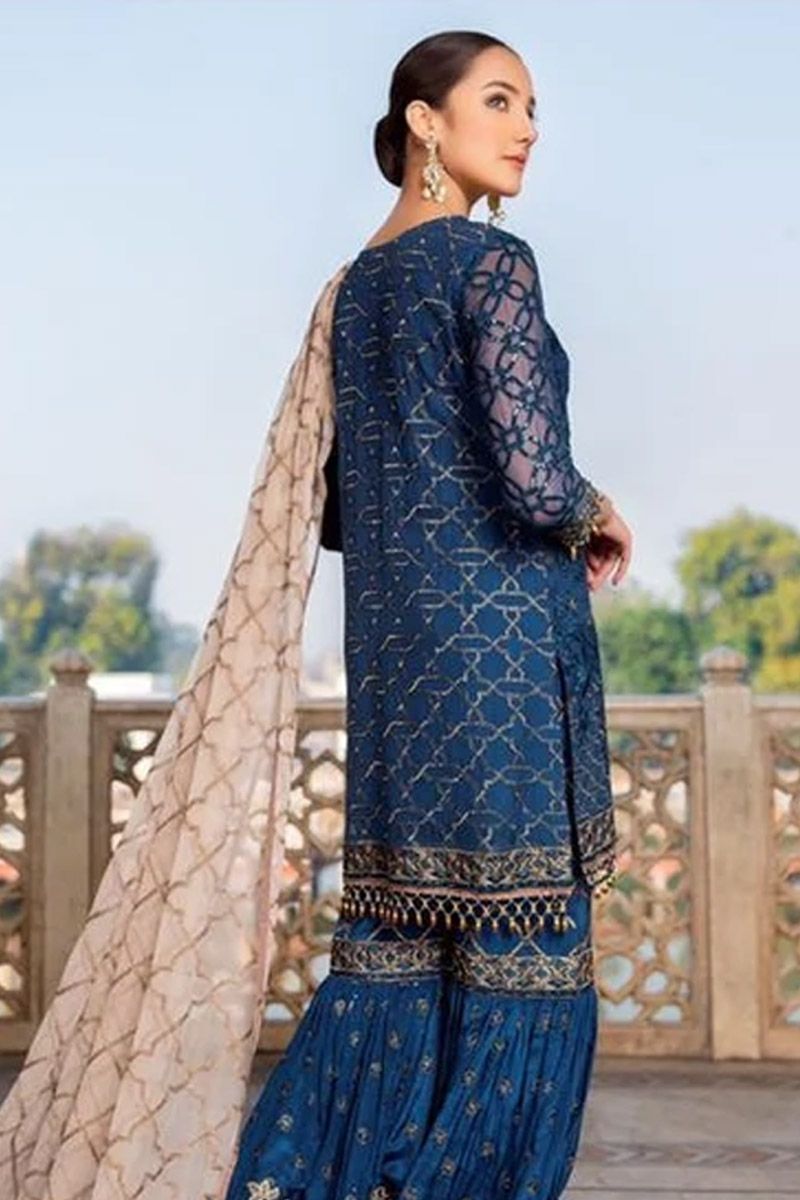 Flossie 1606 Style — Mairaz Blue Chiffon Gharara