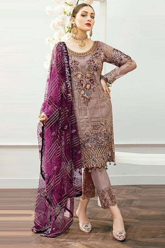 Ramsha Style — Mairaz Beige Chiffon Suit