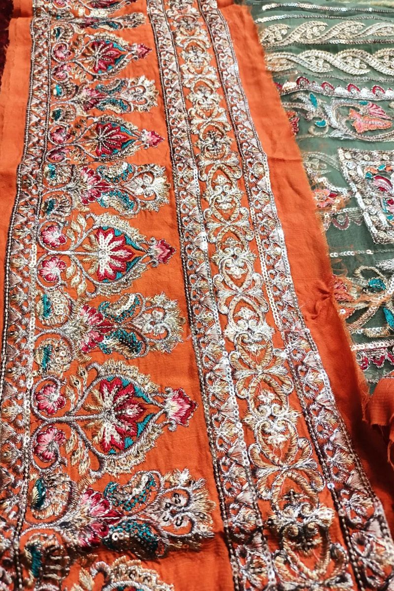 Foliage Rustle Style — Mairaz Orange Salwar Kameez