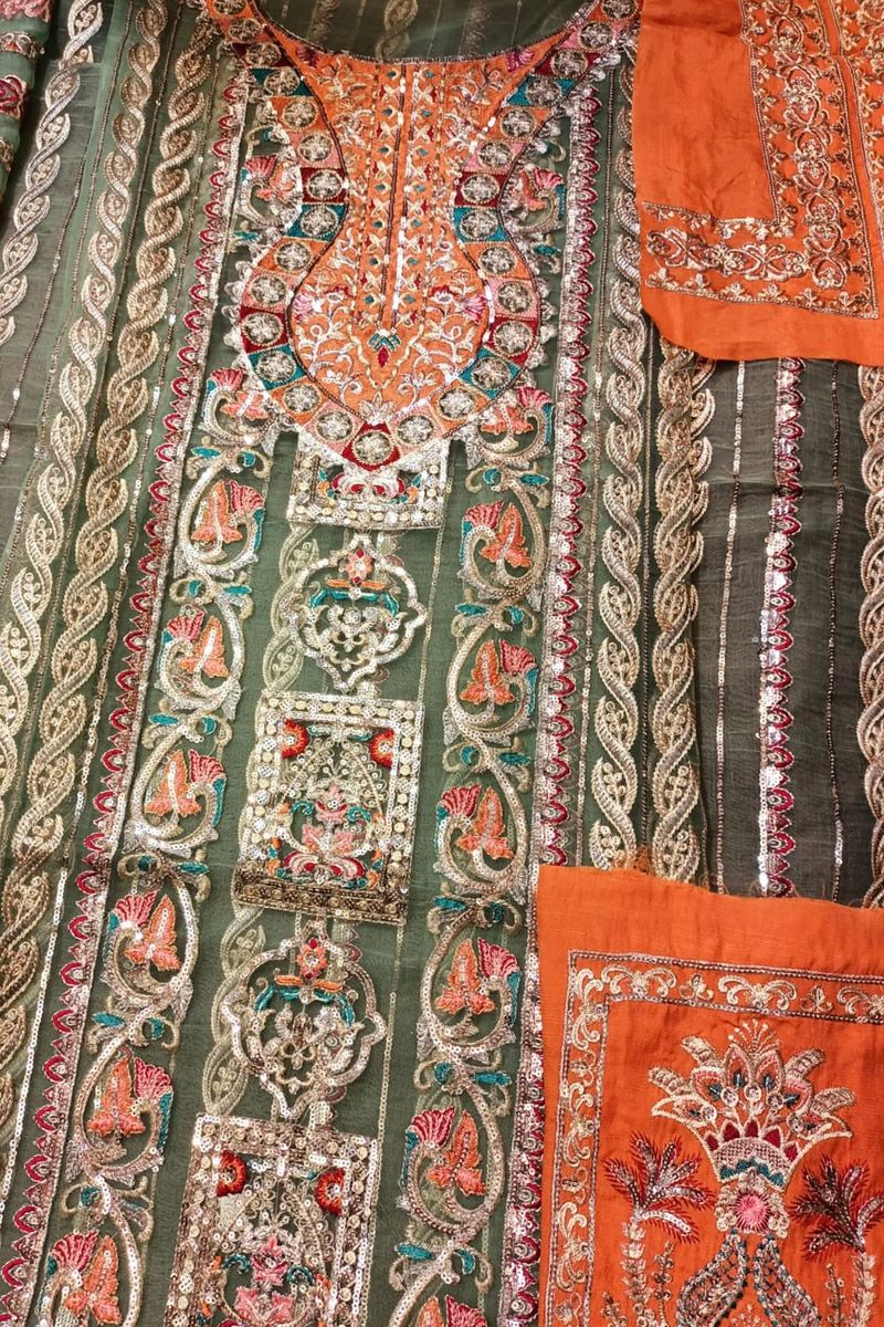 Foliage Rustle Style — Mairaz Orange Salwar Kameez