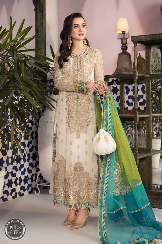 Maria B MPC-21-107 Style — Mairaz Cream & Ferozi Salwar Kameez