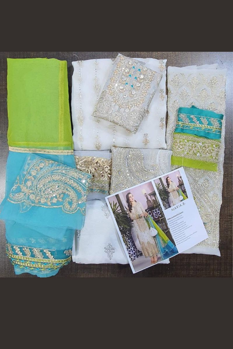 Maria B MPC-21-107 Style — Mairaz Cream & Ferozi Salwar Kameez