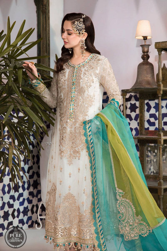 Maria B MPC-21-107 Style — Mairaz Cream & Ferozi Salwar Kameez