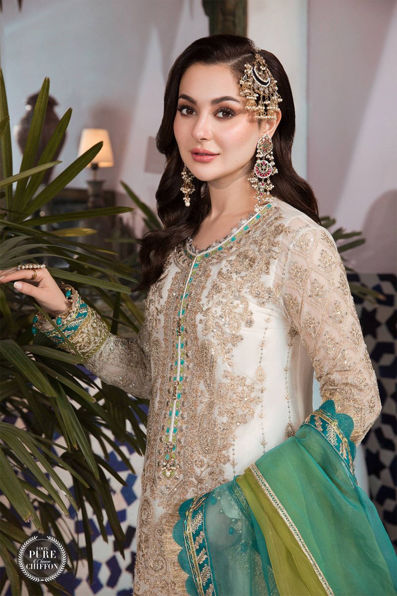 Maria B MPC-21-107 Style — Mairaz Cream & Ferozi Salwar Kameez