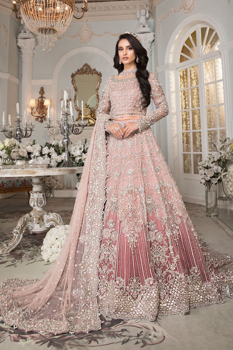 Maria B EX-140 Style — Mairaz Pink Lehenga