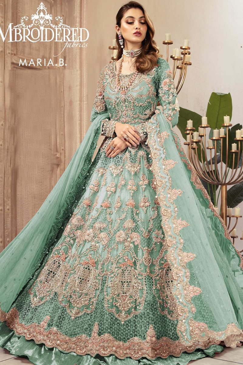 Maria B MC-031 Style — Mairaz Pista Green Wedding Maxi
