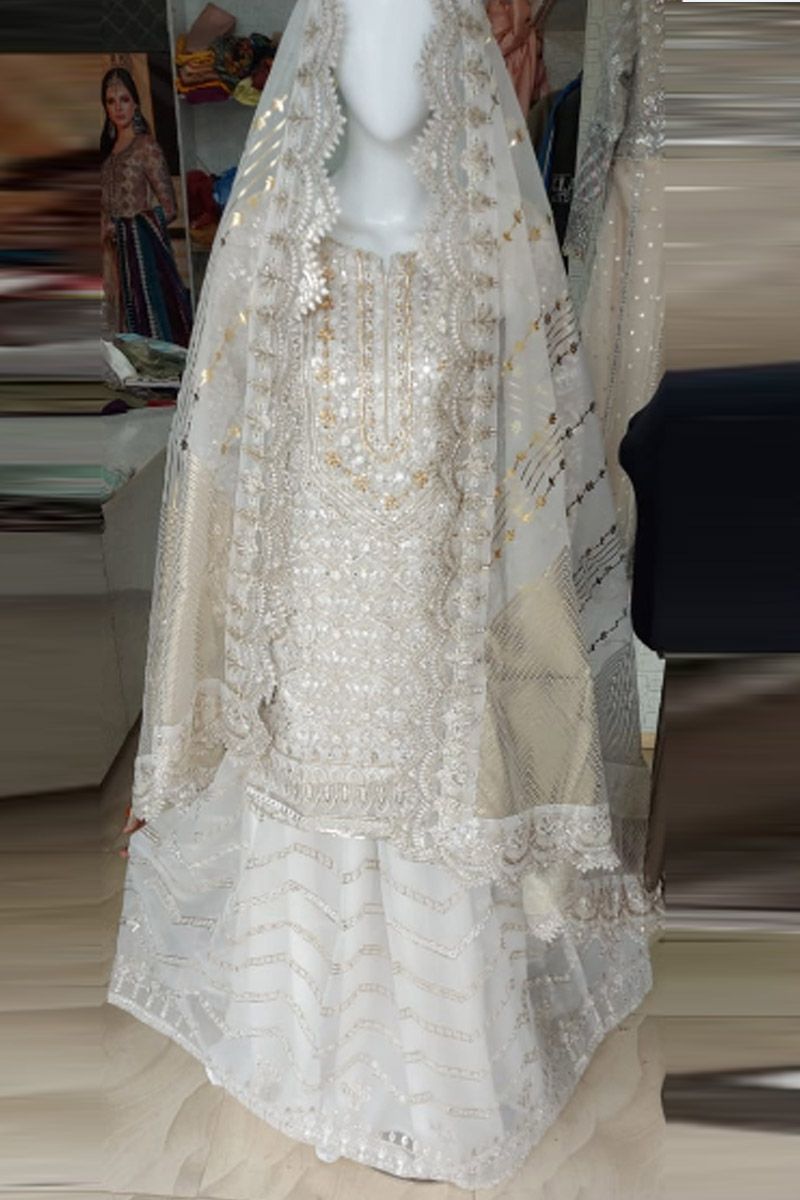 Naulakha Style — Mairaz White Sharara