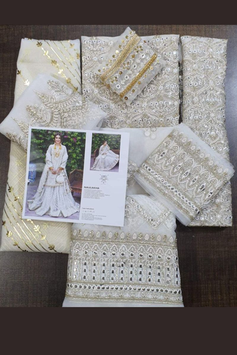 Naulakha Style — Mairaz White Sharara