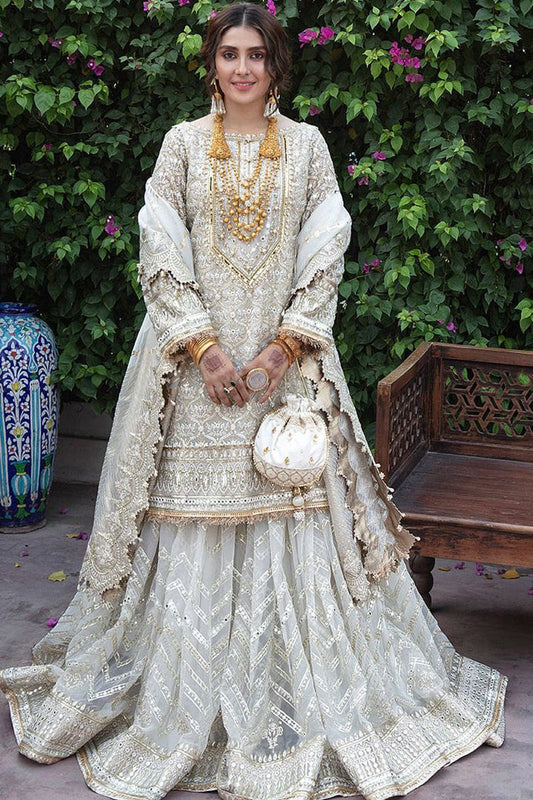 Naulakha Style — Mairaz White Sharara