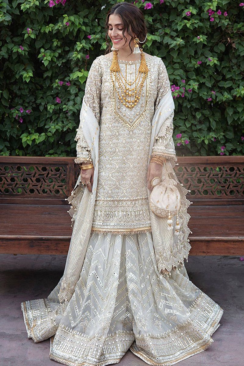 Naulakha Style — Mairaz White Sharara