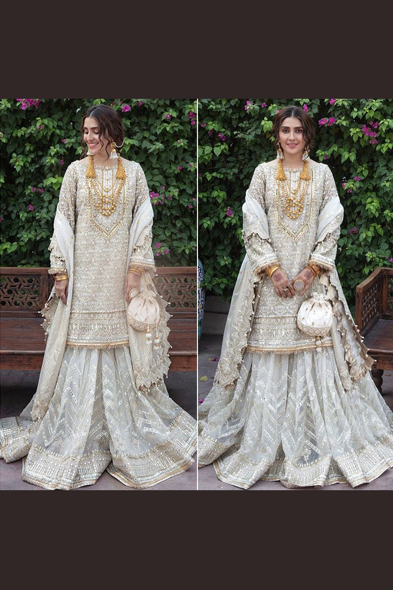 Naulakha Style — Mairaz White Sharara