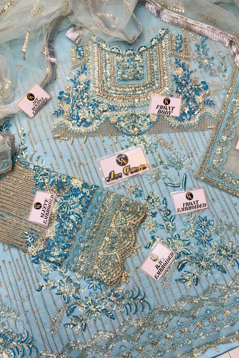 Mushq Ocean Wave Style — Mairaz Blue Net Frock