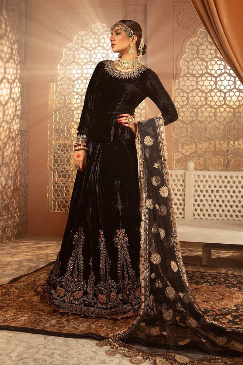 Maria B VEL-20-104 Style — Mairaz Black Long Frock